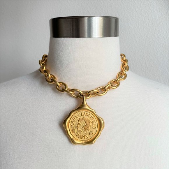 Karl Lagerfeld Jewelry - Vintage Karl Lagerfeld Gold Chain w/ Pendant